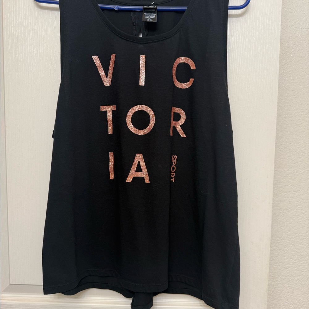 PINK Victoria's Secret Black Tank Top with Pink Lettering